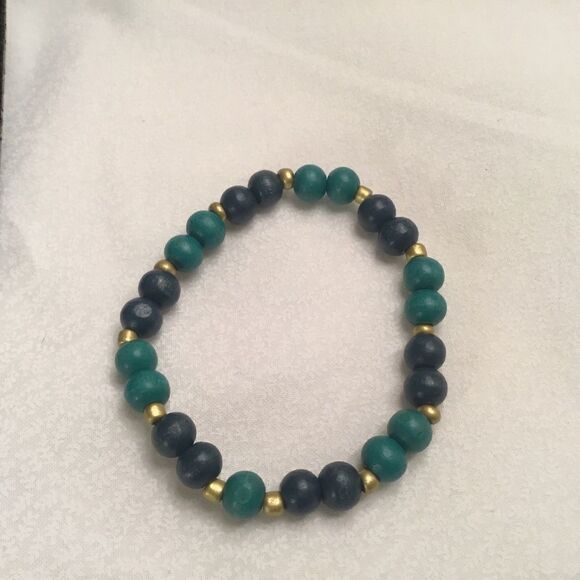 Two Shade of Blue Wooden Bracelet - Picture 2 of 4